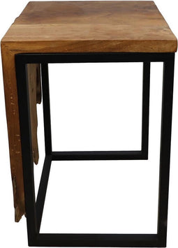 HSM Collection Small Flower Table - 35x35x50 - Naturel/zwart - Teakhout/ijzer