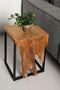 HSM Collection Small Flower Table - 35x35x50 - Naturel/zwart - Teakhout/ijzer