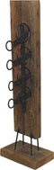 HSM Collection-Staand Wijnrek 4 Flessen-32x28x100-Bruin/Zwart-Teak