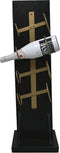 HSM Collection-Staand Wijnrek 4 Flessen-25x25x80-Zwart/Goud-Mango/Metaal