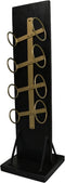 HSM Collection-Staand Wijnrek 4 Flessen-25x25x80-Zwart/Goud-Mango/Metaal