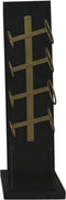 HSM Collection-Staand Wijnrek 4 Flessen-25x25x80-Zwart/Goud-Mango/Metaal