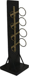 HSM Collection-Staand Wijnrek 4 Flessen-25x25x80-Zwart/Goud-Mango/Metaal