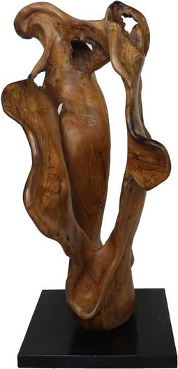 HSM Collection-Staande Deco Abstract Medium -40x40x95-Naturel/Zwart-Teak/Metaal
