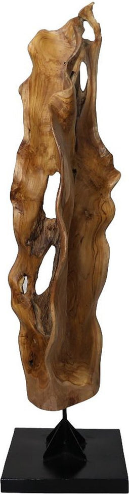 HSM Collection-Staande Deco Abstract-35x30x110-Naturel/Zwart-Teak/Metaal
