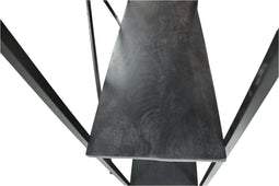 HSM Collection-Stellingkast 4 Planken-80x35x180-Zwart-Mango/Metaal