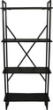 HSM Collection-Stellingkast 4 Planken-80x35x180-Zwart-Mango/Metaal