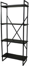 HSM Collection-Stellingkast 4 Planken-80x35x180-Zwart-Mango/Metaal