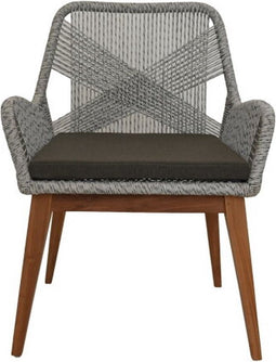 HSM Collection-Tuinstoel Coco + Kussen-60x64x87-Naturel/Grijs-Teak/Bananenblad
