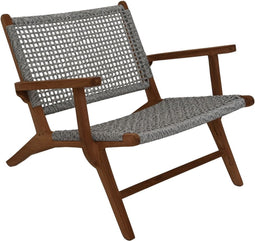 HSM Collection-Tuinstoel Rio Met Armleuning-80x80x67-Naturel/Grijs-Teak/Bananenblad