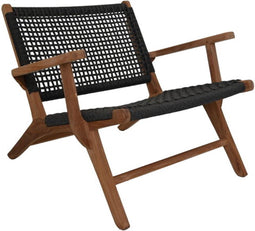 HSM Collection-Tuinstoel Rio Met Armleuning-80x80x67-Naturel/Zwart-Teak/Bananenblad