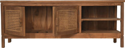 HSM Collection-Tv Meubel 2 Deur 2 Vak-135x52x42-Naturel-Teak/Rotan