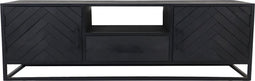 HSM Collection - TV meubel Verona 180x40x55cm - Zwart Mangohout/Metaal