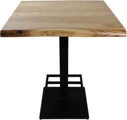 HSM Collection-Vierkante Bartafel 1 Pilaar-80x80x92-Naturel/Zwart-Acacia/Metaal