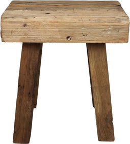 HSM Collection-Vierkante Kruk Rustiek-40x25x45-Naturel-Teak