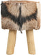 HSM Collection-Vierkante Kruk Geitenhuid-33x33x45-Assorti/Naturel-Geitenhuid/Teak