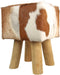 HSM Collection-Vierkante Kruk Geitenhuid-33x33x45-Assorti/Naturel-Geitenhuid/Teak