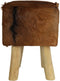 HSM Collection-Vierkante Kruk Geitenhuid-33x33x45-Assorti/Naturel-Geitenhuid/Teak