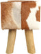 HSM Collection-Vierkante Kruk Geitenhuid-33x33x45-Assorti/Naturel-Geitenhuid/Teak