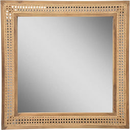HSM Collection-Vierkante Spiegel-80x3x80-Naturel-Rotan/Teak