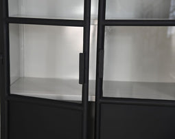 HSM Collection-Vitrinekast Bronx Hoog 2 Deur-90x40x190-Zwart/Grijs-Metaal