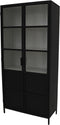 HSM Collection-Vitrinekast Bronx Hoog 2 Deur-90x40x190-Zwart/Grijs-Metaal