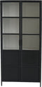 HSM Collection-Vitrinekast Bronx Hoog 2 Deur-90x40x190-Zwart/Grijs-Metaal