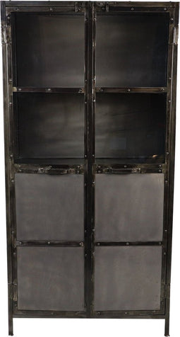 HSM Collection Vitrinekast Brooklyn - ijzer/glas - Natural Steel