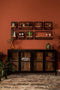 HSM Collection Vitrinekast Kingston - acacia/ijzer/glas