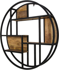 HSM Collection -Wanddecoratierek - ø100 cm - mangohout/metaal