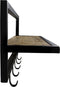 HSM Collection-Wandkapstok 5 Haken Met Plank-66x17x28-Naturel/Zwart-Acacia/Metaal