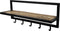 HSM Collection-Wandkapstok 5 Haken Met Plank-66x17x28-Naturel/Zwart-Acacia/Metaal