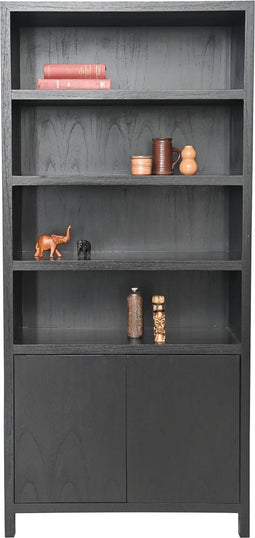 HSM Collection Wandkast 4 Vakken 215cm Zwart Teak Fineer