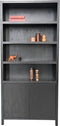 HSM Collection-Wandkast Met 4 Vakken-100x42x215-Zwart-Teak Fineer