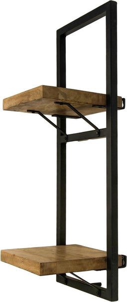 HSM Collection Wandplank Levels - 25x70 cm - mangohout/ijzer