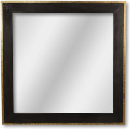 HSM Collection Wandspiegel - 90x90 - Goud/zwart - Teak