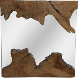 HSM Collection - Wandspiegel Vierkant - 60x60x6 - Naturel - Teak Wortelhout