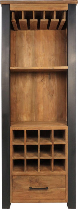 HSM Collection Wijnkast Atlanta - rustiek oud teak/metaal