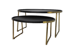 HSM - Paulson 2-Piece Coffeetafel Set - Mango Hout met Antiek Goud - 90 x 60 x 45/ 70 x 50 x 35 cm