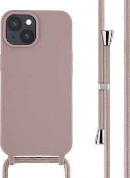 imoshion Hoesje Geschikt voor iPhone 15 Hoesje Met Koord - imoshion Siliconen hoesje met koord - roze