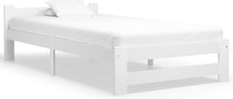 vidaXL - Bedframe - massief - grenenhout - wit - 90x200 - cm