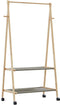 vidaXL - Kledingrek - met - schappen - en - wielen - 96x45,5x155,5 - cm - bamboe