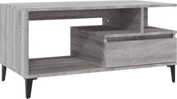 vidaXL - Salontafel - 90x49x45 - cm - bewerkt - hout - grijs - sonoma