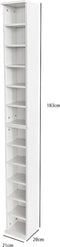 Wandkast - vakkenkast smal en hoog - cd opbergkast - 183 cm hoog - wit