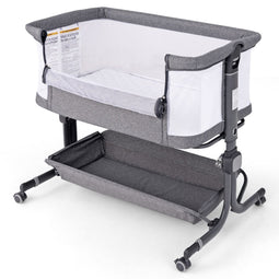 Coast 3-in-1 Babybed - Donkergrijs - 87 x 63 x 85 cm - Co-Sleeper met Matras - 6-Voudig Verstelbaar