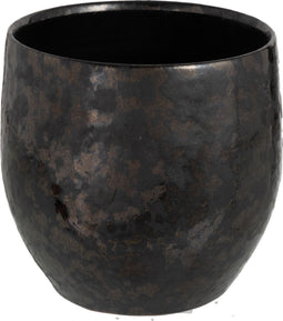 J-Line bloempot Antique Smokey - keramiek - zwart - medium - Ø 17.5 cm