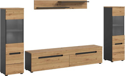 Furnilux Canu - Woonkamercombinatie - Inclusief verlichting staand-hangend - Bruin - 33x272x141cm