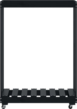 vidaXL - Houtblokhouder - met - wielen - 76,5x40x108 - cm - grenenhout - zwart