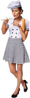 Dressforfun Vrouwenkostuum chef-kokkin XL - elegante jurk - met koksmuts