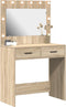 vidaXL - Kaptafel - met - LED-verlichting - - - Sonoma - Eiken - 78,5x41x135 - cm